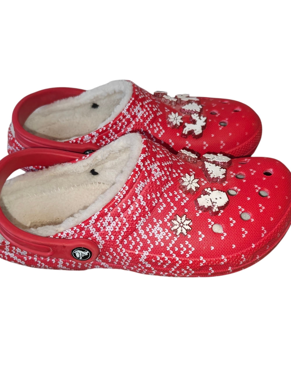 Holiday-Themed Festive Crocs Classic Lined Faux Fur Clogs M8, W10